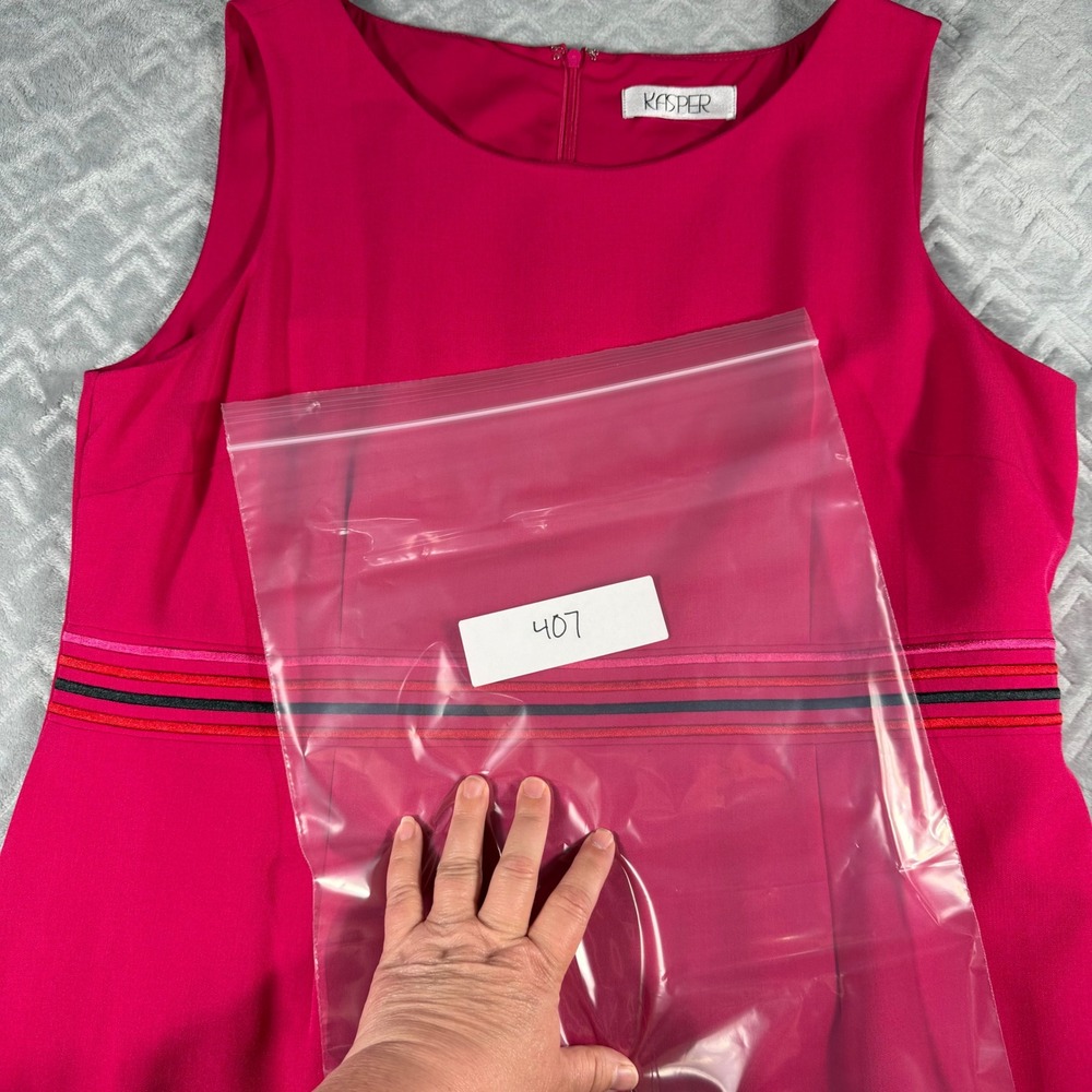Kasper Sheath Dress Women's 18 20 Pink Sleeveless Ribbon Waist Career *READ - Picture 7 of 7
